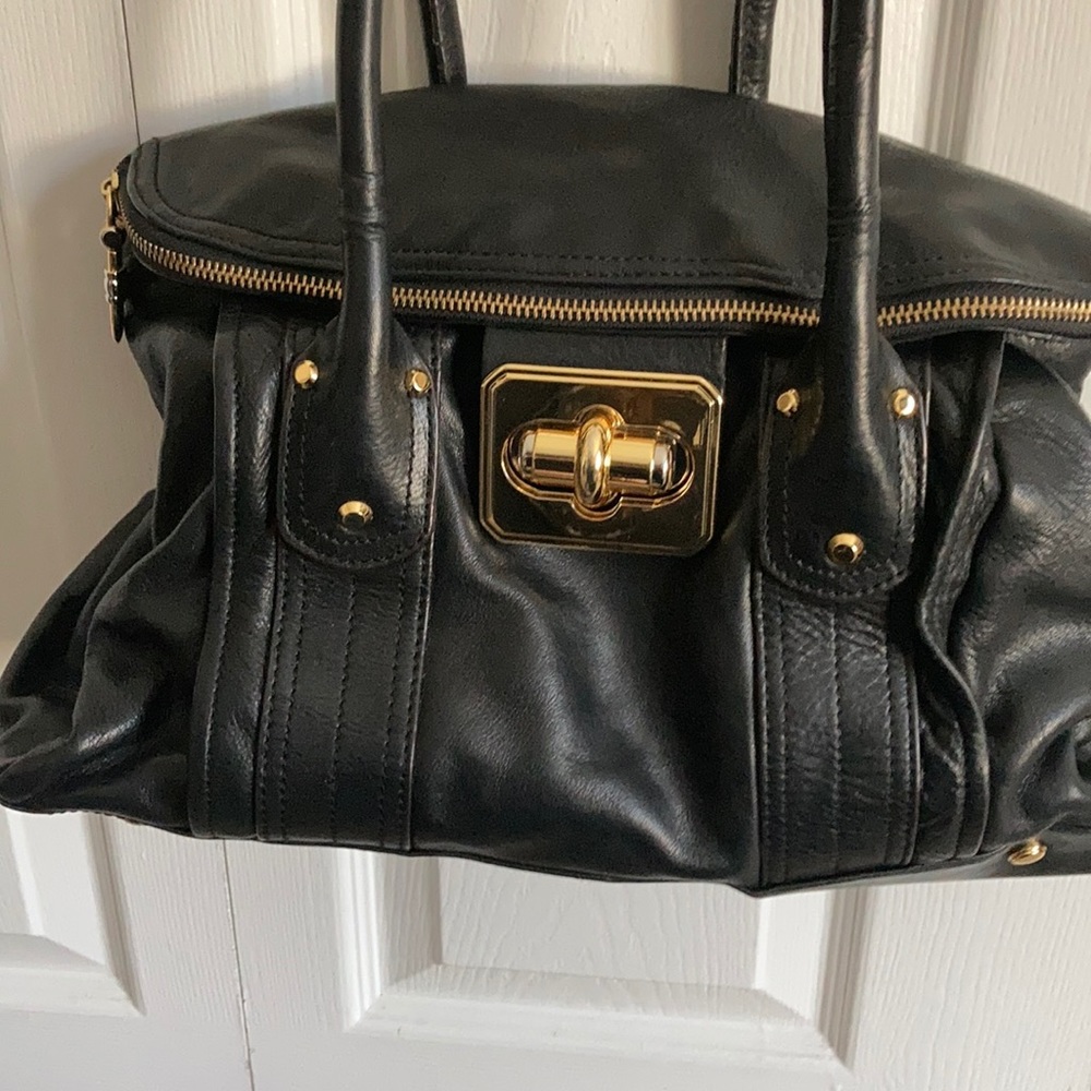 B. Makowsky Larger Black Leather Shoulder Bag - Picture 4 of 8